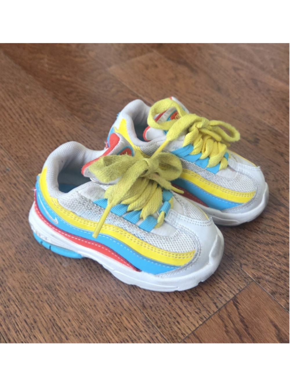 Nike Air Max 95 Toddler Sneakers White Yellow Blue Red Size 5